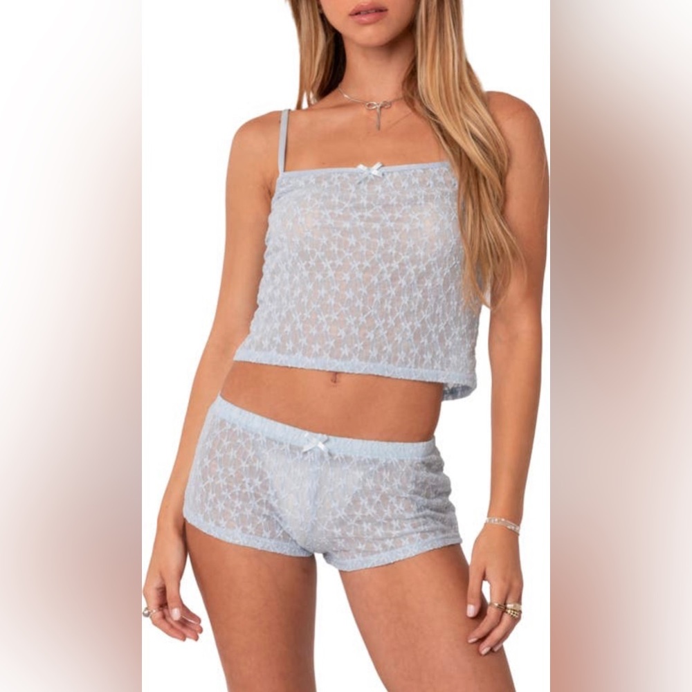 NWT Edikted star lace camisole top - light blue
